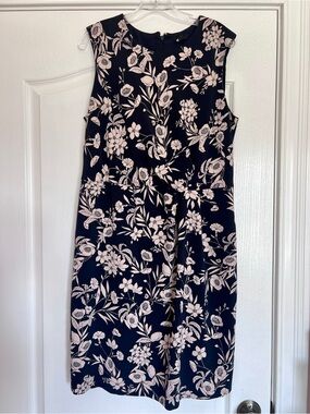 Ann Taylor Black Dress with Beige Floral Print